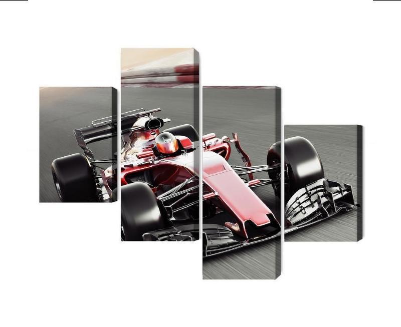 Formel 1 bil på banen - Flerdelt lærred