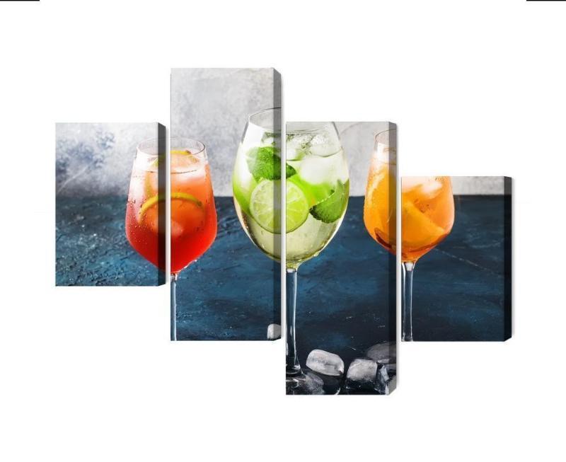 Sommercocktails på flerdelt lærredsglas