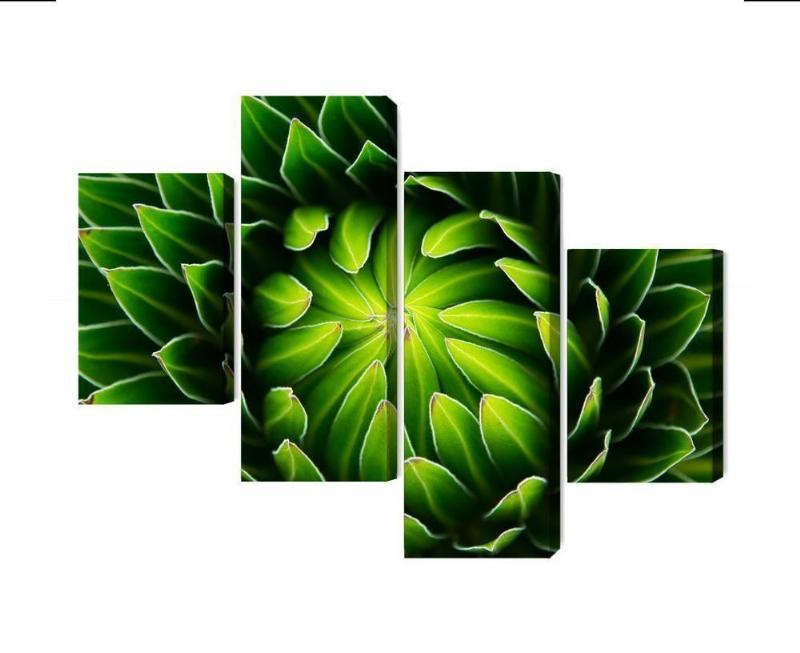 Grøn plante på stort lærred i flere dele