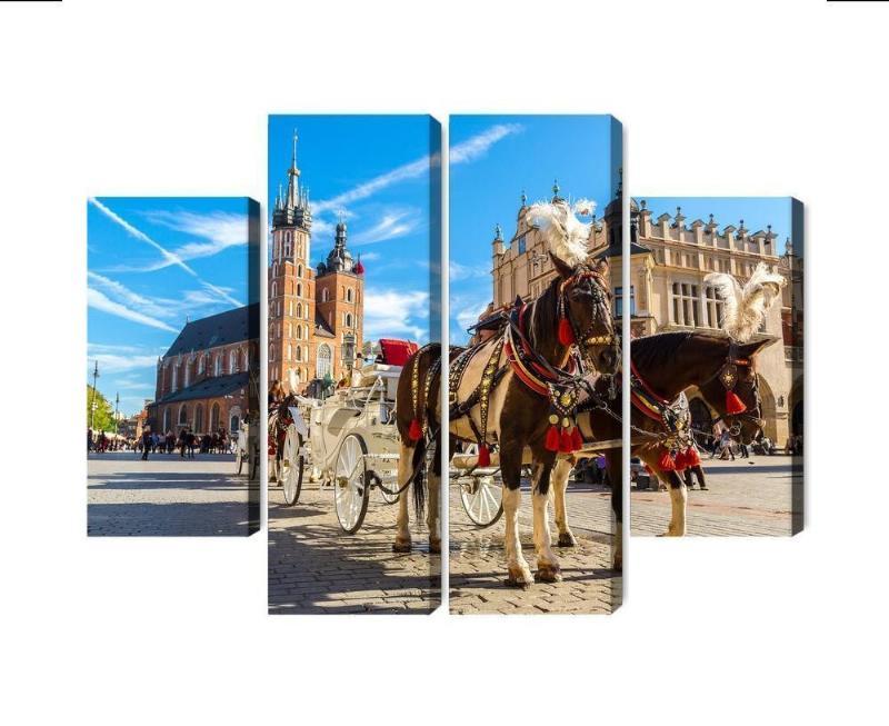 Flerdelt lærred af hestevogne i Krakow