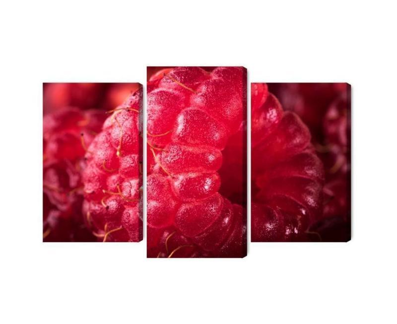 Makro skala hindbær lærred i flere dele