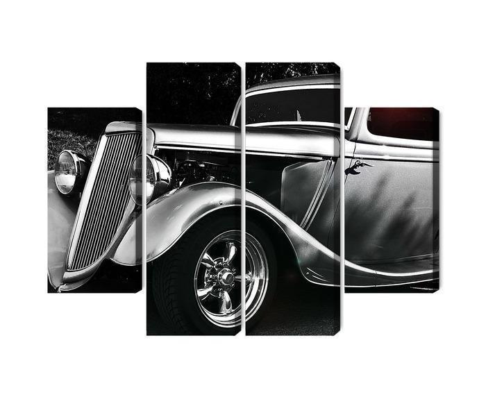 Vintage stil hot rod bil på lærred - flerdele