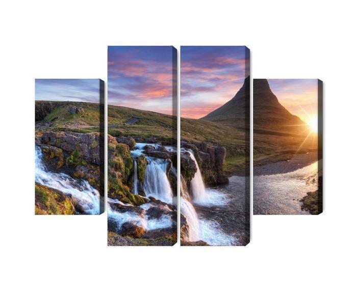 Kirkjufell Bjerg med Vandfald - Flerdelt Lærred