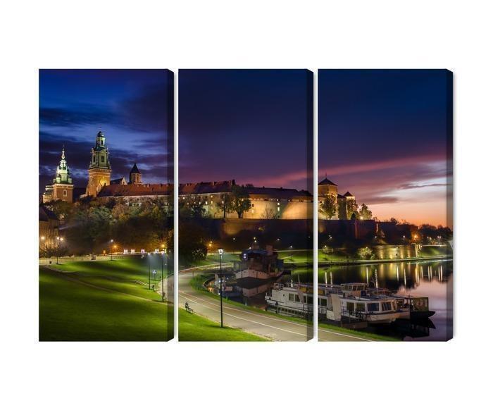 Kongeslottet på Wawel ved solopgang - lærred