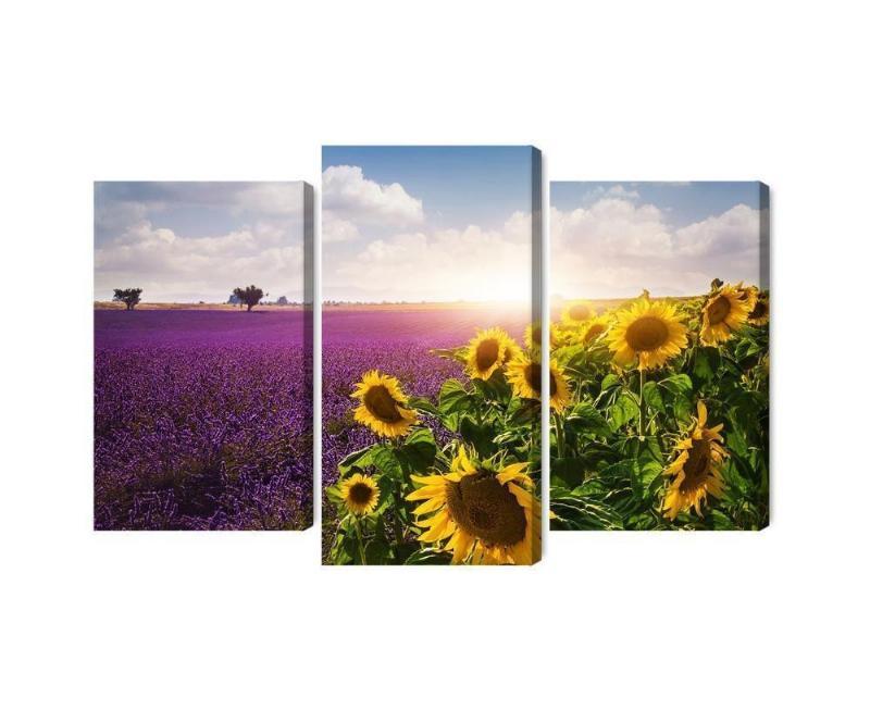 3D Lærred med Lavendel og Solsikker