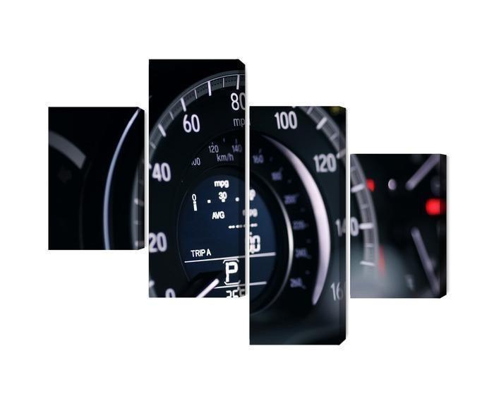 Moderne bilspeedometer på lærred i flere dele