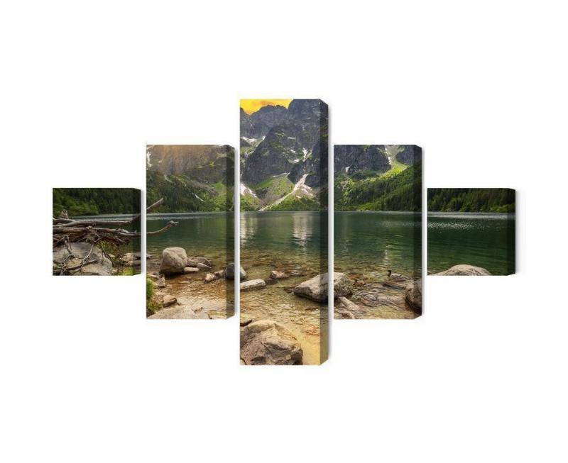 Flerdelt lærred: Morskie Oko ved solnedgang 3D