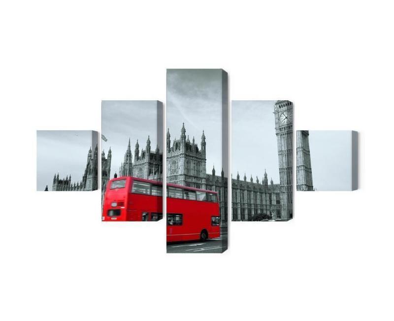 Rød London-bus på flerledet lærred