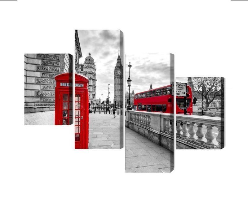 Rød telefonboks med Big Ben på lærred
