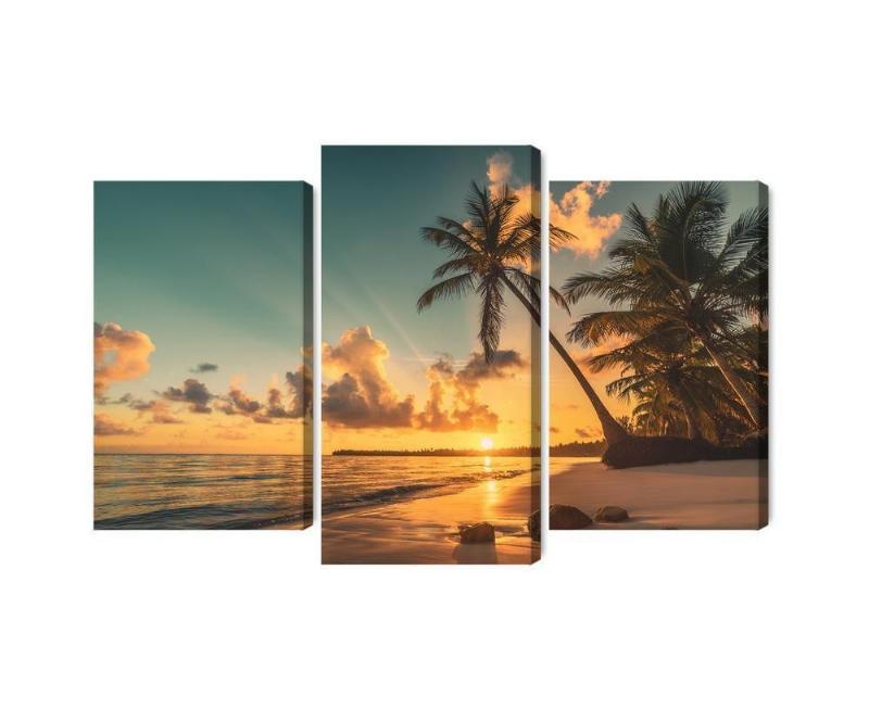 Flere dele lærred solnedgang ved dominikansk strand