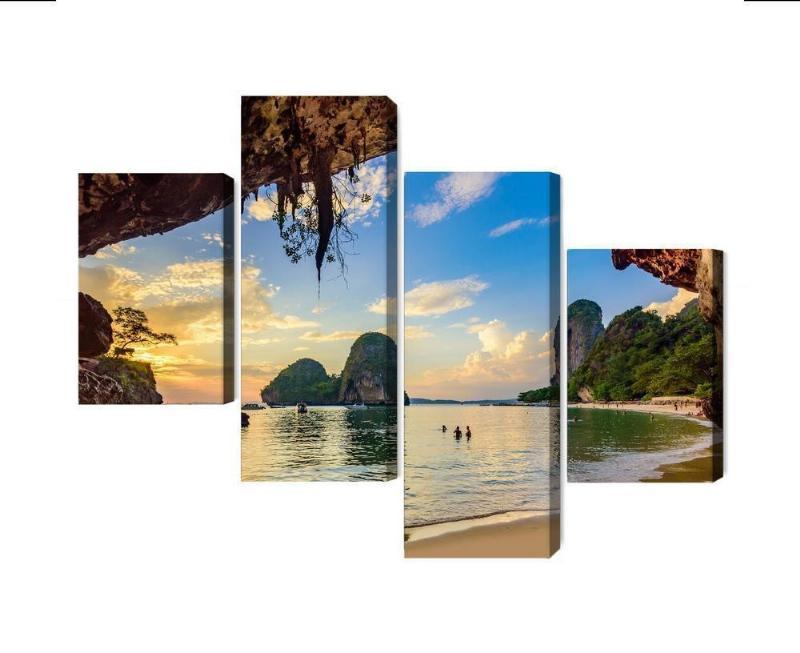 Flere dele lærred: Solnedgang ved thailandsk strand