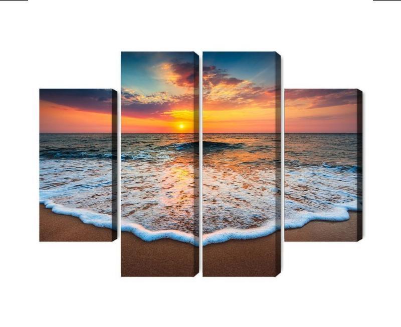 3D Lærred med solnedgang over havet