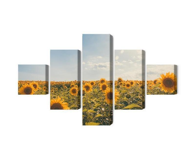 Solsikkemark på lærred - 3D sommerbillede