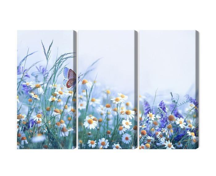 Sommerfugle og blomster lærred i flere dele