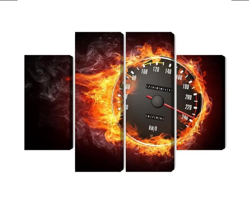 Flammer på flerfarget lærred speedometer