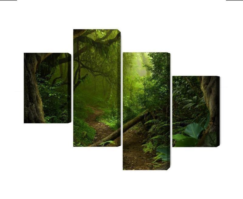 Tropisk skov lærred vægkunst i flere dele