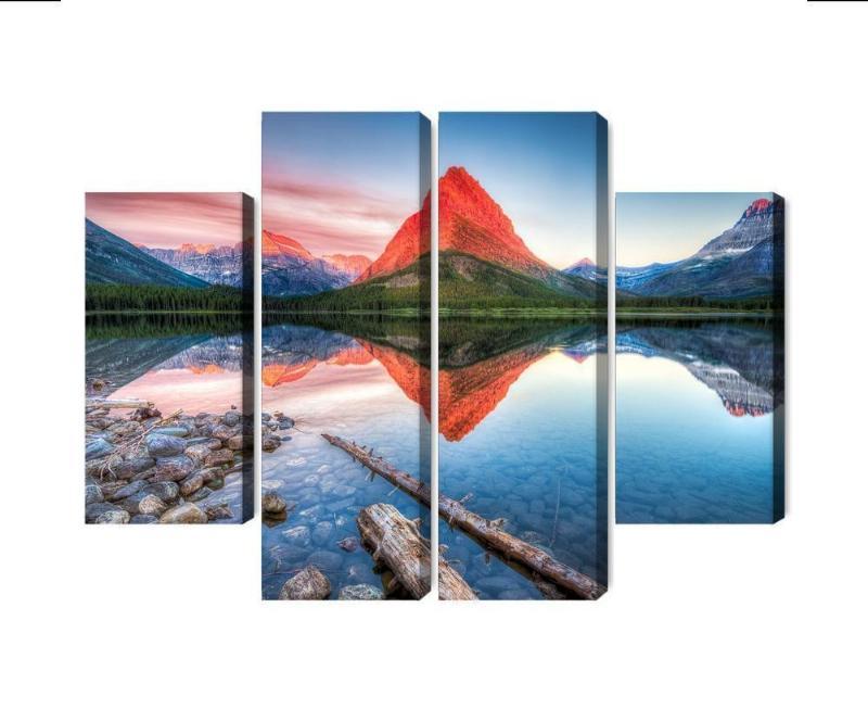 Flerdelt lærred af Swiftcurrent Lake, USA