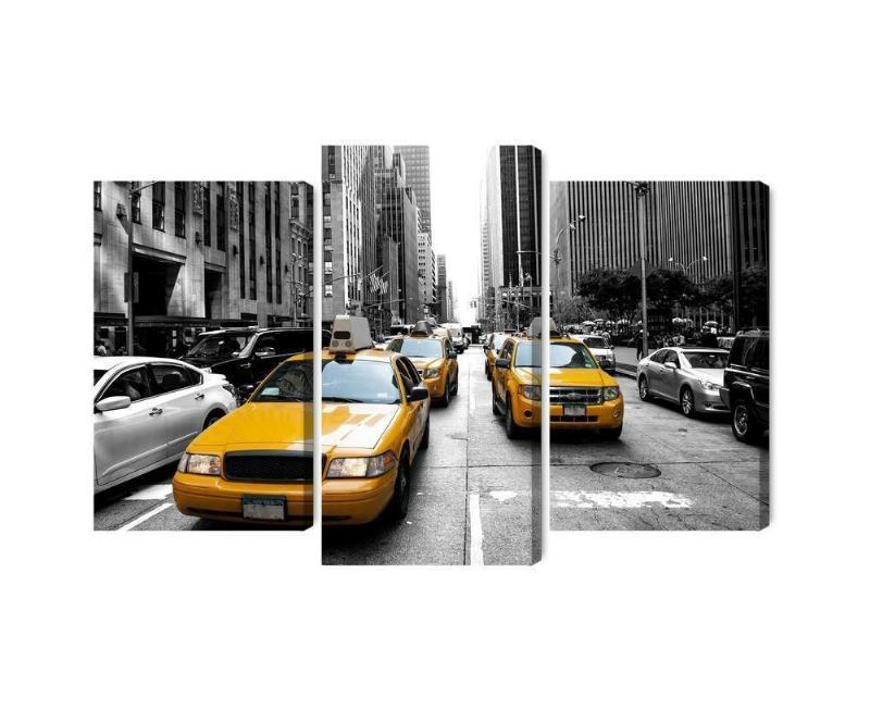Flere dele lærred med taxaer i New York