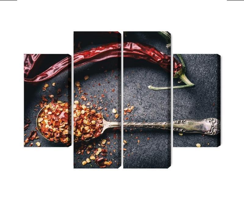 Tørrede chilipebre i flere dele