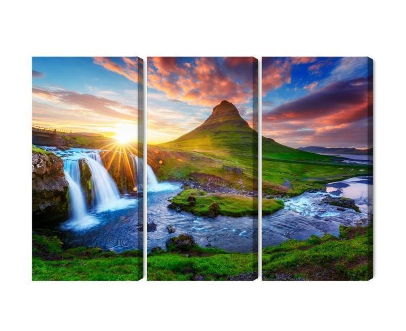 Flere dele lærred med udsigt til Kirkjufellsfoss