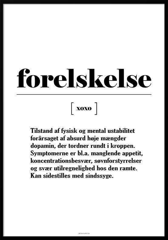 Plakat med definition af forelskelse
