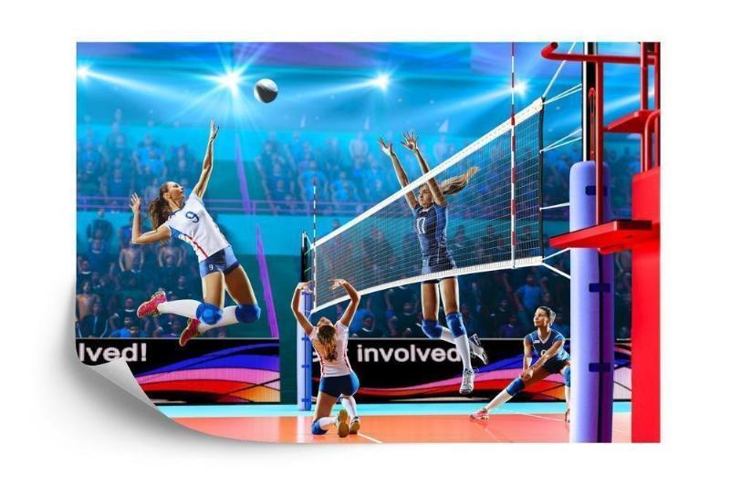 Fototapet - Volleyballspillere i aktion