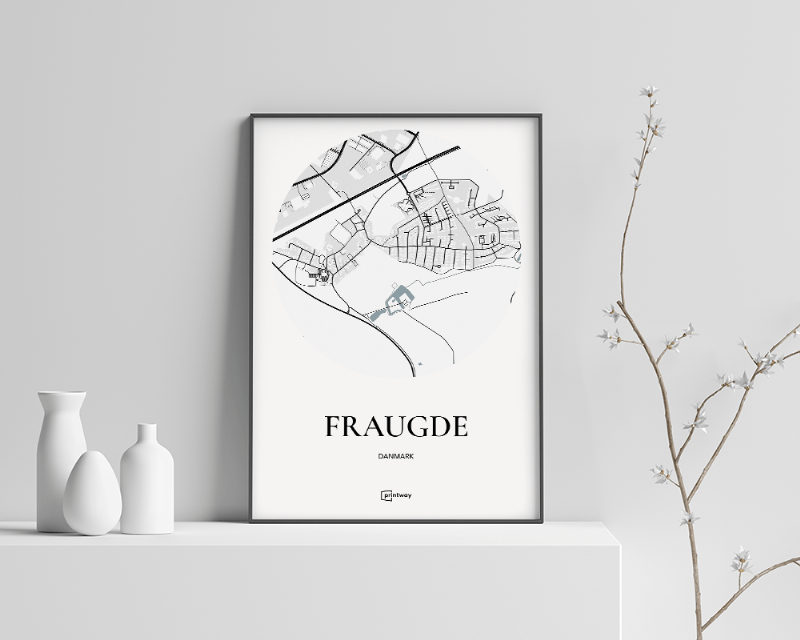 Fraugde Plakat Rundt Kort Hvid 35×50 cm