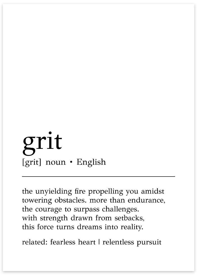 Grit Definition Plakat - Inspirerende Kunstværk