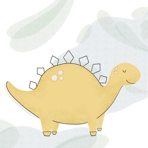 Lille Plakat med Gul Dinosaur