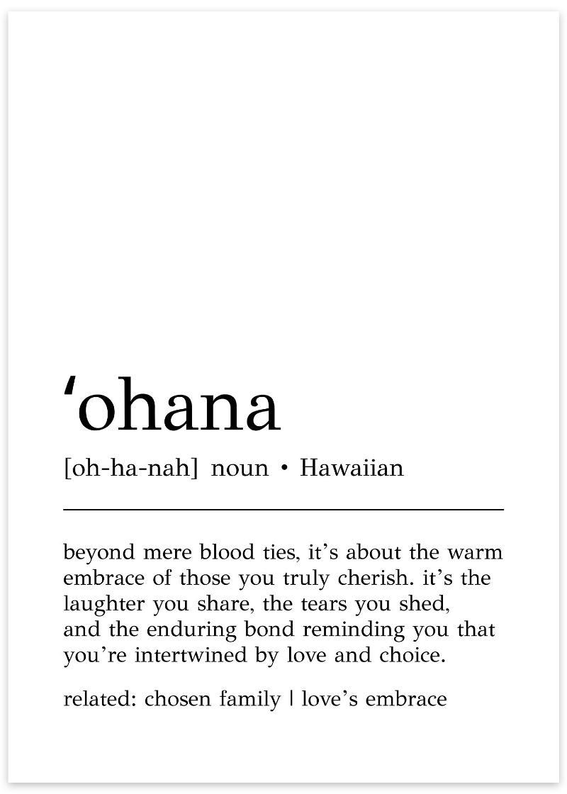 Ohana definition plakat – Smuk minimalistisk kunst