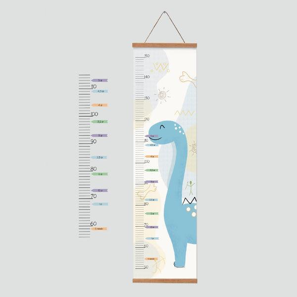 Lille Højdemåler Plakat - Blå Dinosaur Langhals