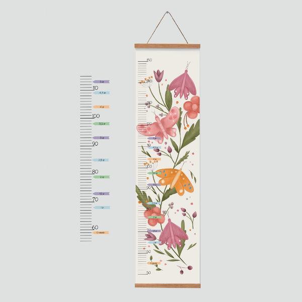 Lille Højdemåler Plakat med Sommerfugle og Blomster