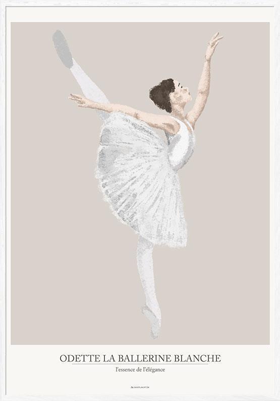 Plakat med kultegning - Den hvide balletdanserinde
