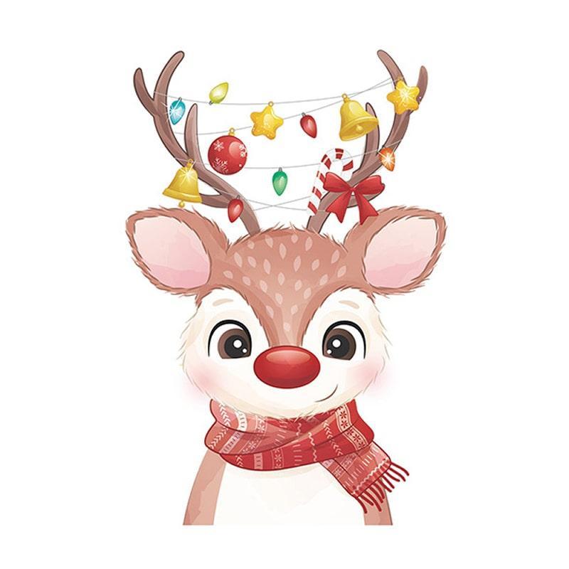Sødt julerensdyr wallsticker til væggen