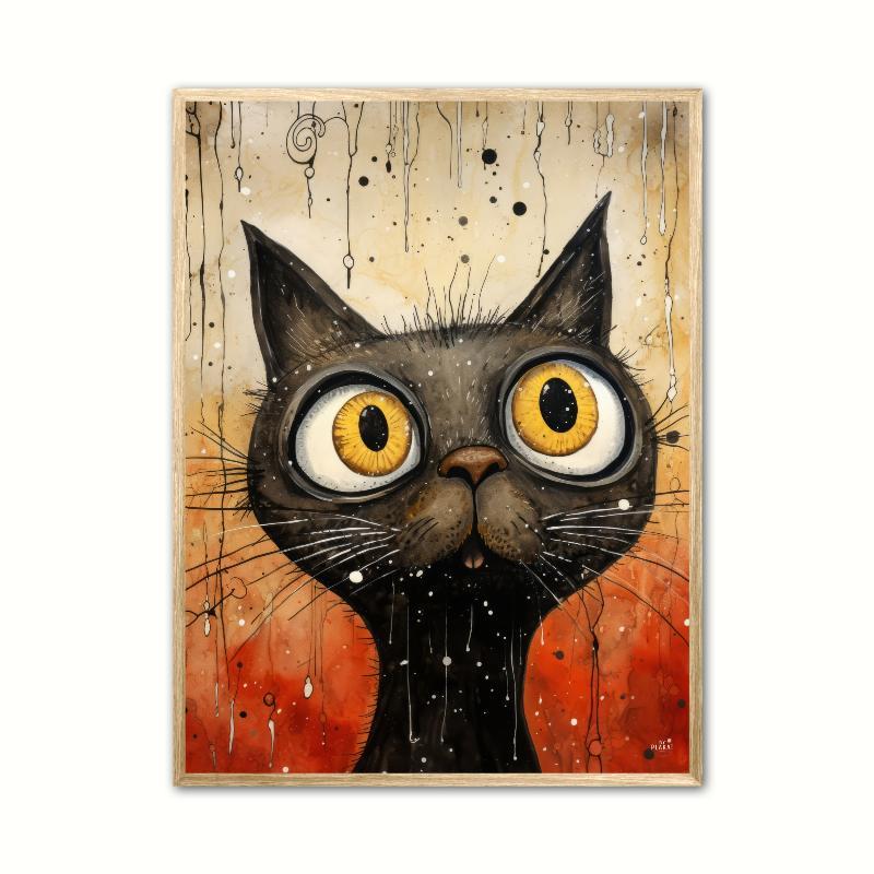 Kat Plakat – Vandfarve Effekt 21 x 29,7 cm (A4)