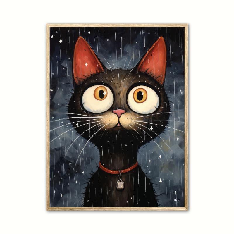 Kat Plakat - Vandfarve Effekt 21 x 29,7 cm (A4)