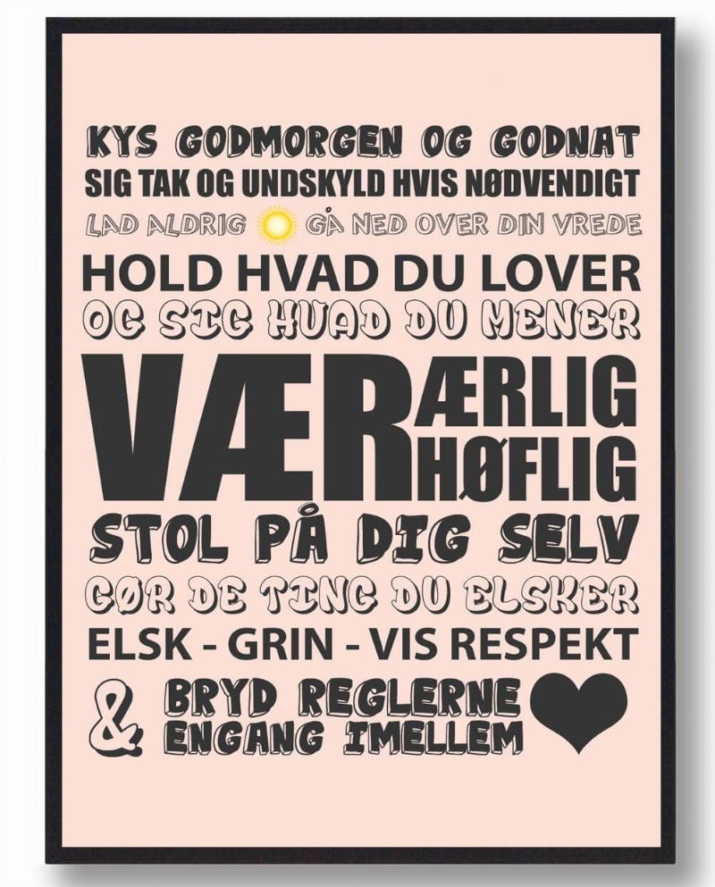 Kys hinanden godmorgen - plakat (M - 30x40cm)