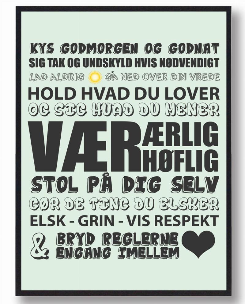 Godmorgen kys - plakat (Størrelse: M - 30x40cm)