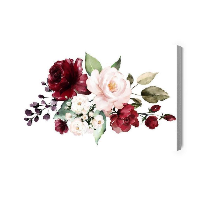 Lærred med blomster og rosenblade malet