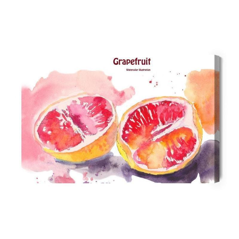 Akvarelmaleri af grapefrugt på lærred