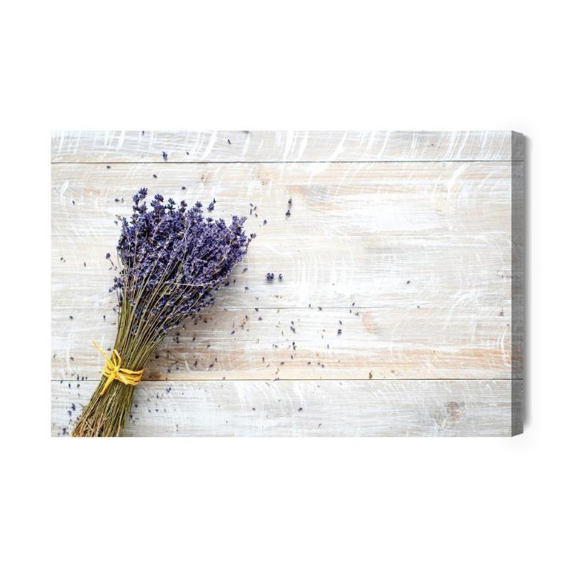 Lærred med lavendel på træbaggrund