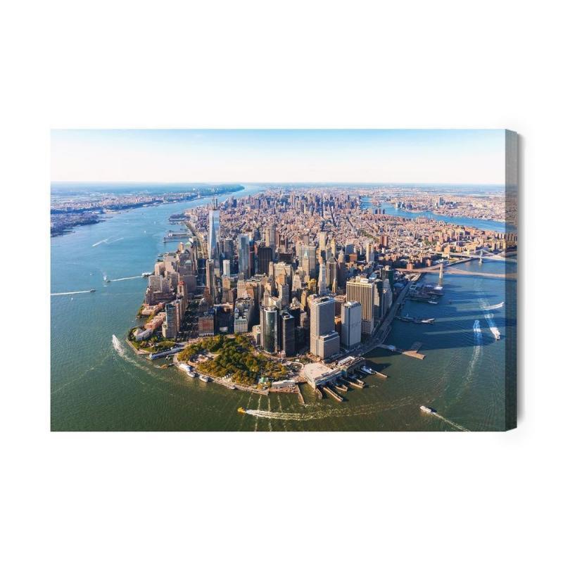 Lærred – Luftfoto af Manhattan Skyline