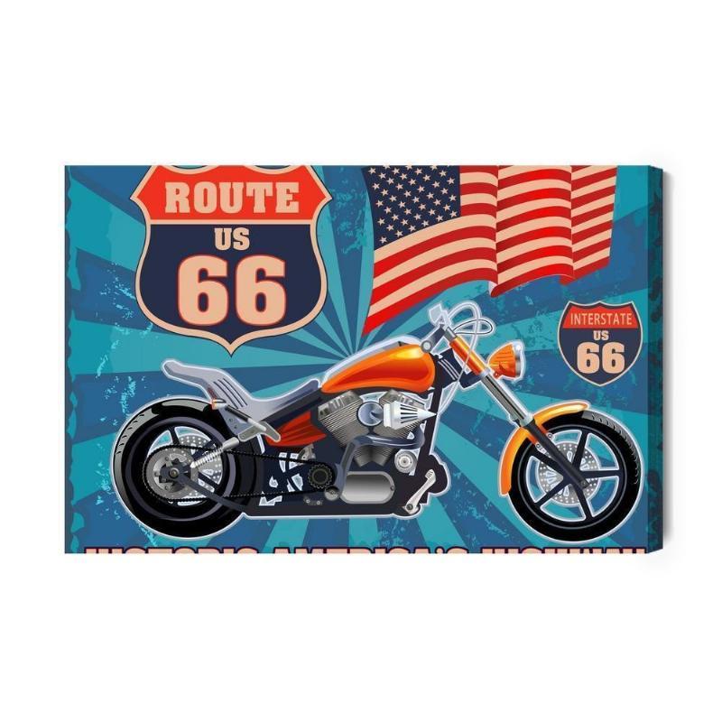 Vintage motorcykel lærred med amerikansk flag