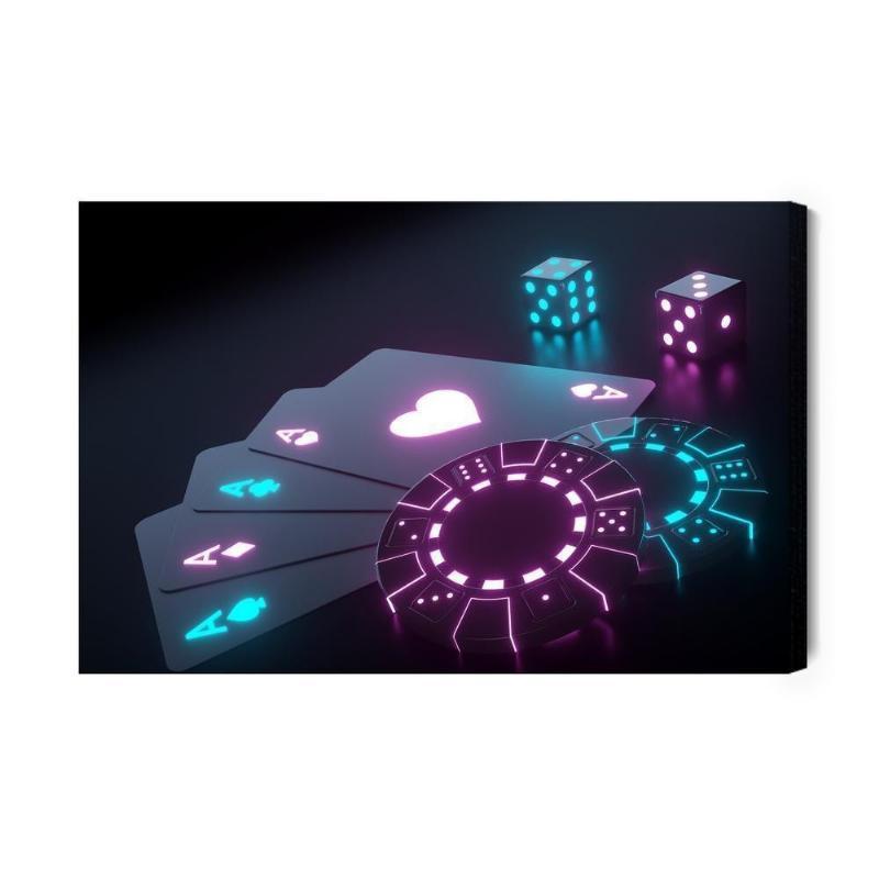 Neon poker sæt på lærred