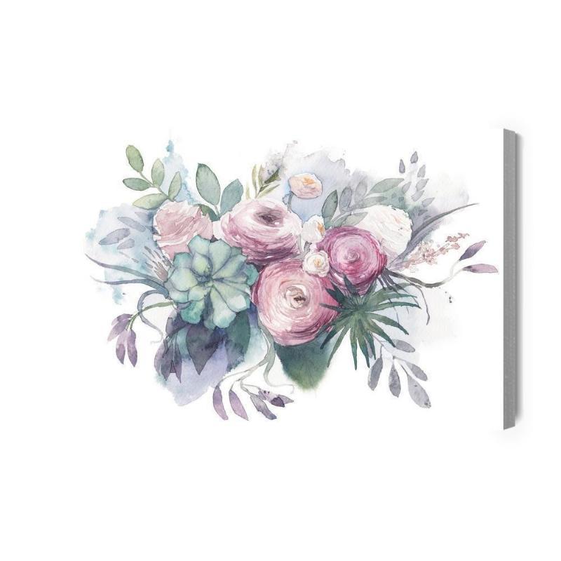 Pastelblomster akvarel på lærred