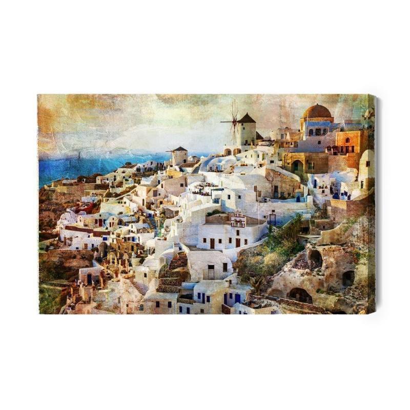 Lærred med Santorini-arkitektur