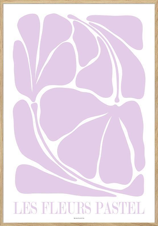 Pastelblomster - grafisk plakat i lys lilla