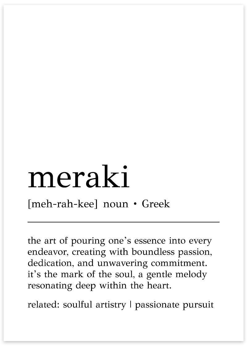 Meraki definition plakat - Smuk minimalistisk kunst