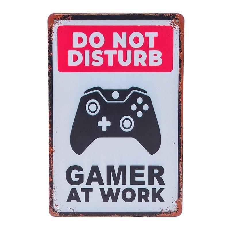 Emaljeskilt Gamer i Arbejde - Forstyr ikke