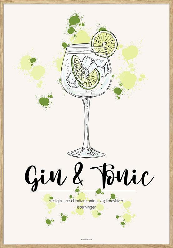 Gin & Tonic opskrift plakatdesign